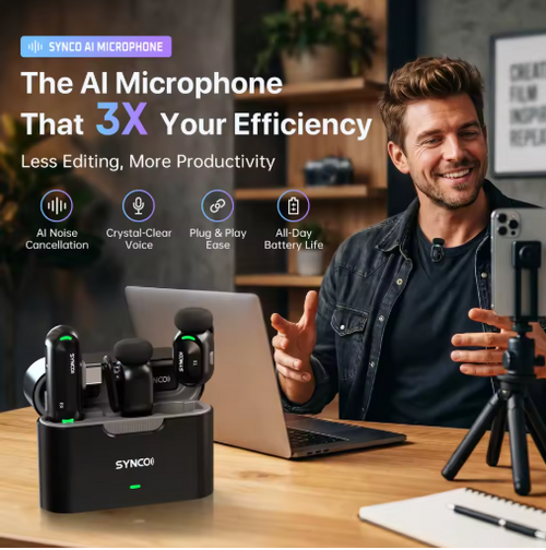 AI Mini Wireless Lavalier Microphone