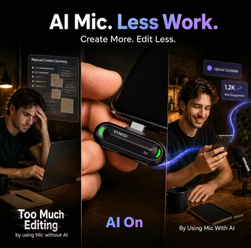 AI Mini Wireless Lavalier Microphone