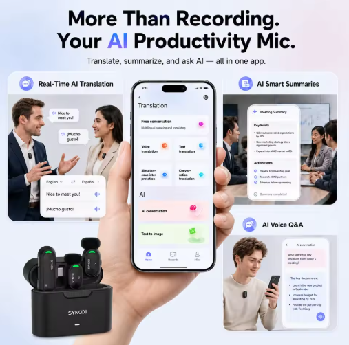 AI Mini Wireless Lavalier Microphone